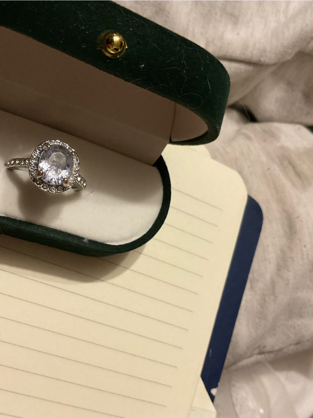 Silver Halo Round-Cut Ring with Moisanitte Stone - Women Jewelry